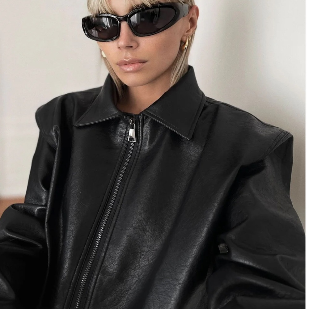 Falco Jacket - black vegan leather - large - never worn